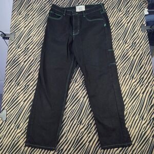 BDG Urban Outfitters Black Carpenter Jeans Green Contrast Stitch Straight 32x32
